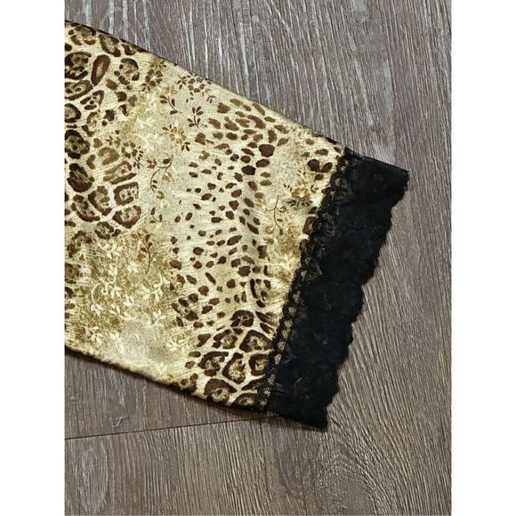 California Dynasty vintage lace animal print short  satin robe M - Picture 3 of 6